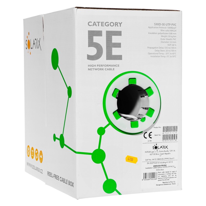 Kabel LAN U/UTP kat.5e Solarix SXKD-5E-UTP-PVC