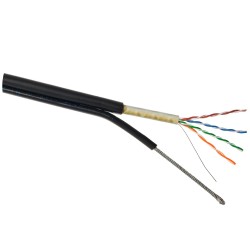 Kabel LAN z linką nośną F/UTP kat.5e UV ŻEL
