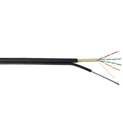 Kabel LAN z linką nośną F/UTP kat.5e UV ŻEL