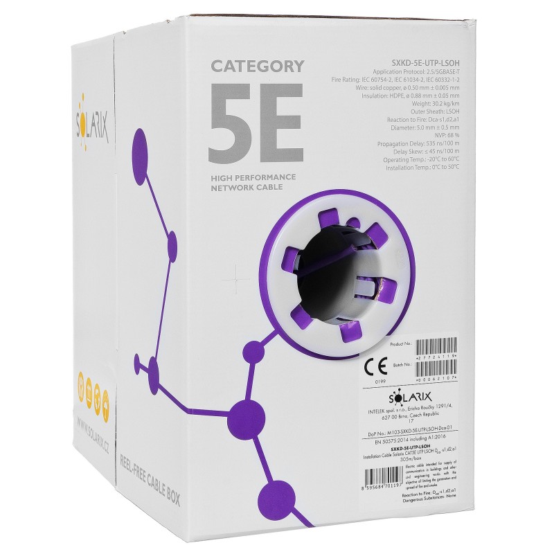 Kabel LAN U/UTP kat.5e Solarix SXKD-5E-UTP-LSOH