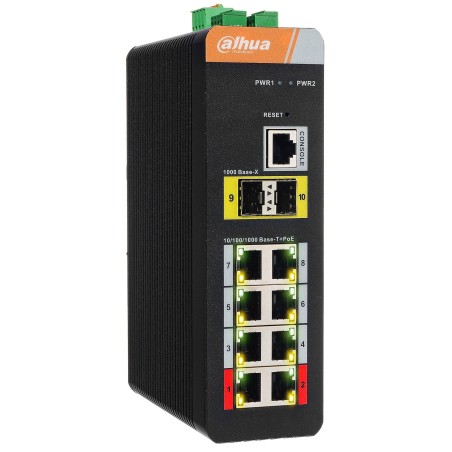 IS4210-8GT-120 - switch przemysłowy, gigabitowy PoE 8-port + 2 SFP