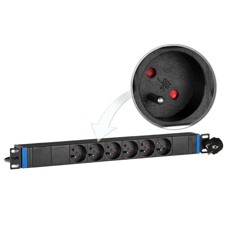 6GN-E(-P) - Listwa zasilająca 19" 1U - 6 gniazd EURO