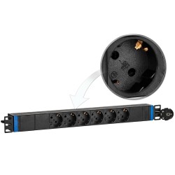6GN-S(-P) - listwa zasilająca 19" 1U - 6 gniazd SCHUKO