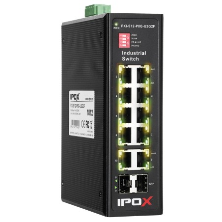 PXI-S12-P8G-U2G2F - switch przemysłowy gigabitowy PoE 8-port + 2 RJ45 + 2 SFP