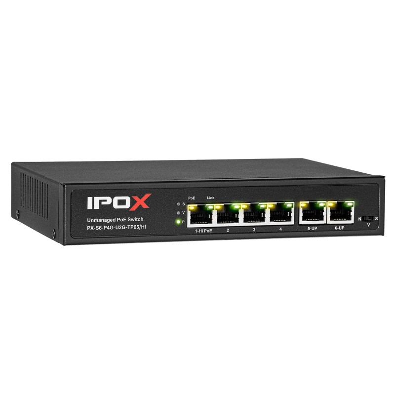 PX-S6-P4G-U2G-TP65/HI - switch gigabitowy PoE 4-port + 2 RJ45