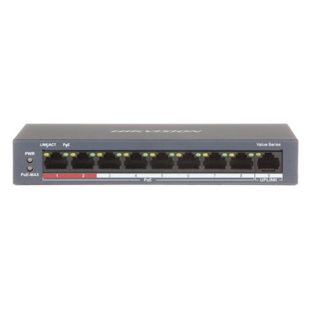 DS-3E0109P-E/M(B) - switch PoE 8-port + 1 RJ45