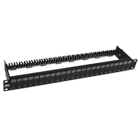 PPK24ODS-1U-B - patch panel UTP 19" - 24-porty keystone z organizerem