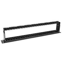 PPK24ODS-1U-B - patch panel UTP 19" - 24-porty keystone z organizerem