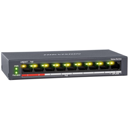 DS-3E0109P-E/M(B) - switch PoE 8-port + 1 RJ45