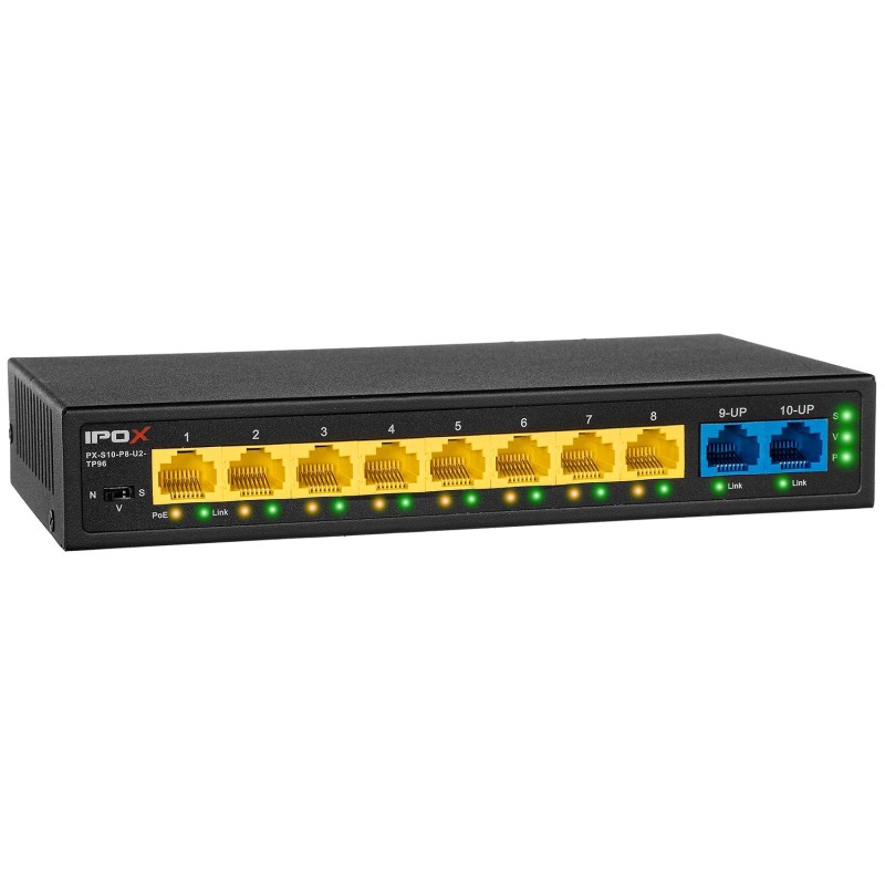 PX-S10-P8-U2-TP96 - switch PoE 8-port + 2 RJ45
