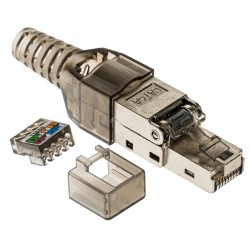 Wtyk RJ45 kat.6a - mechaniczny, ekranowany z prowadnicą