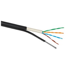Kabel LAN z linką nośną U/UTP kat.5e UV ŻEL