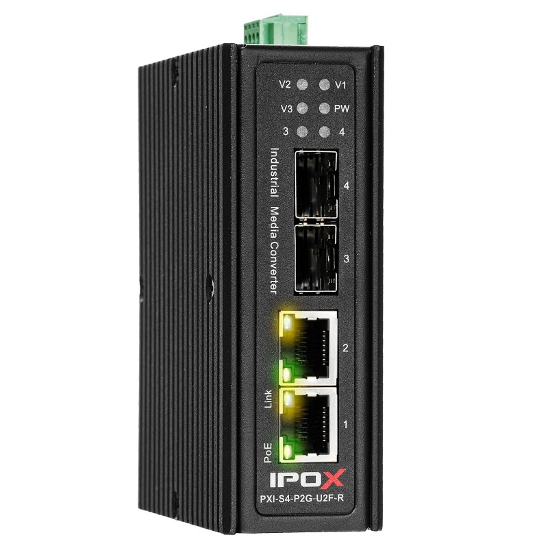 PXI-S4-P2G-U2F-R - switch przemysłowy gigabitowy PoE 2-port + 2 SFP