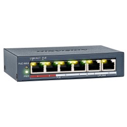 DS-3E0106P-E/M(B) - switch PoE 4-port + 2 RJ45