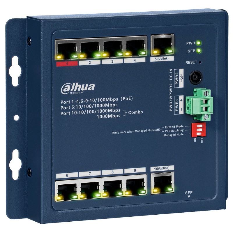 CHS4110-8ET-90-F - switch przemysłowy PoE 8-port + 1 RJ45 + 1 RJ45/SFP - combo