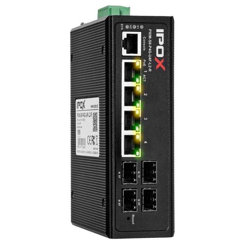 PXIM-S8-P4G-U4F-L2-R - switch przemysłowy gigabitowy PoE 4-port + 4 SFP