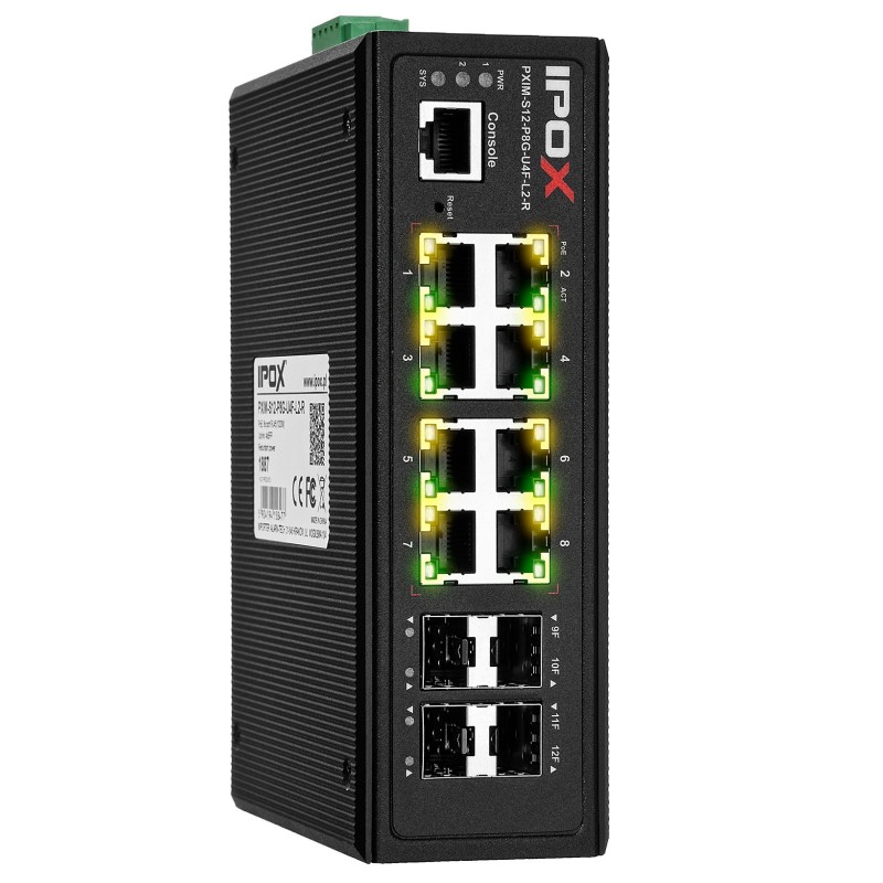 PXIM-S12-P8G-U4F-L2-R - switch przemysłowy gigabitowy PoE 8-port + 4 SFP