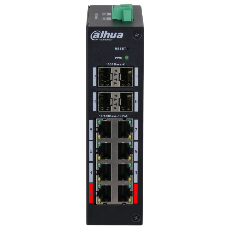 HS4412-8ET-120 - switch przemysłowy PoE 8-port + 4 SFP