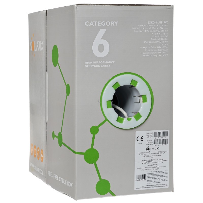 Kabel LAN U/UTP kat.6 Solarix SXKD-6-UTP-PVC