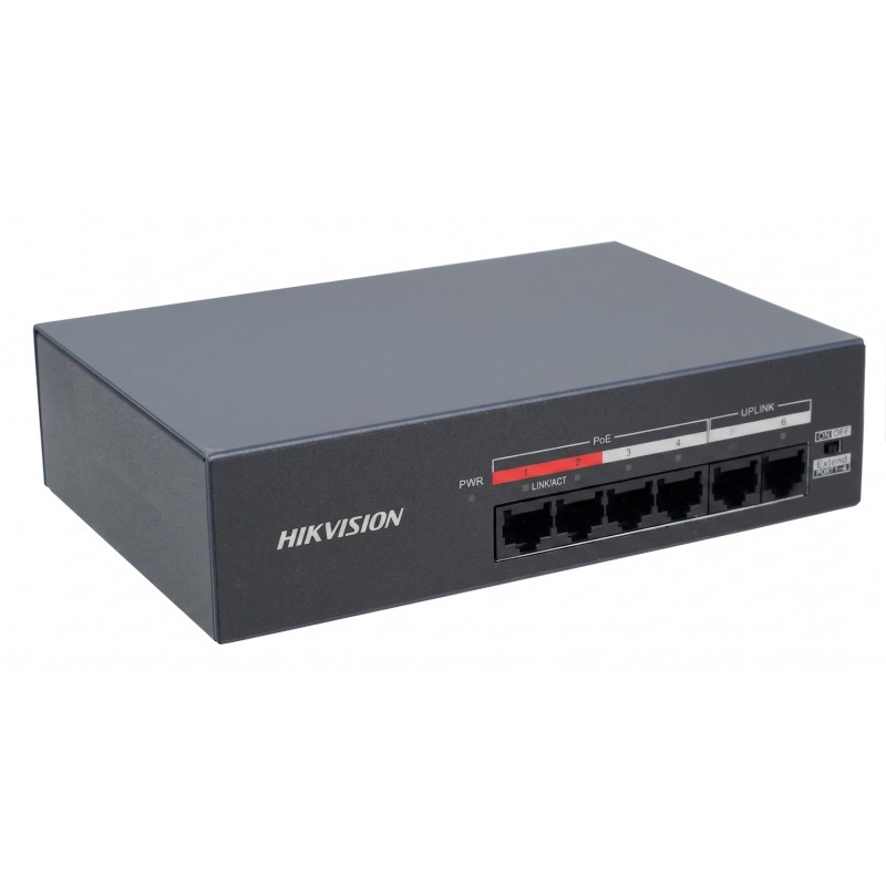 DS-XS06-P - switch PoE 4-port + 2 RJ45